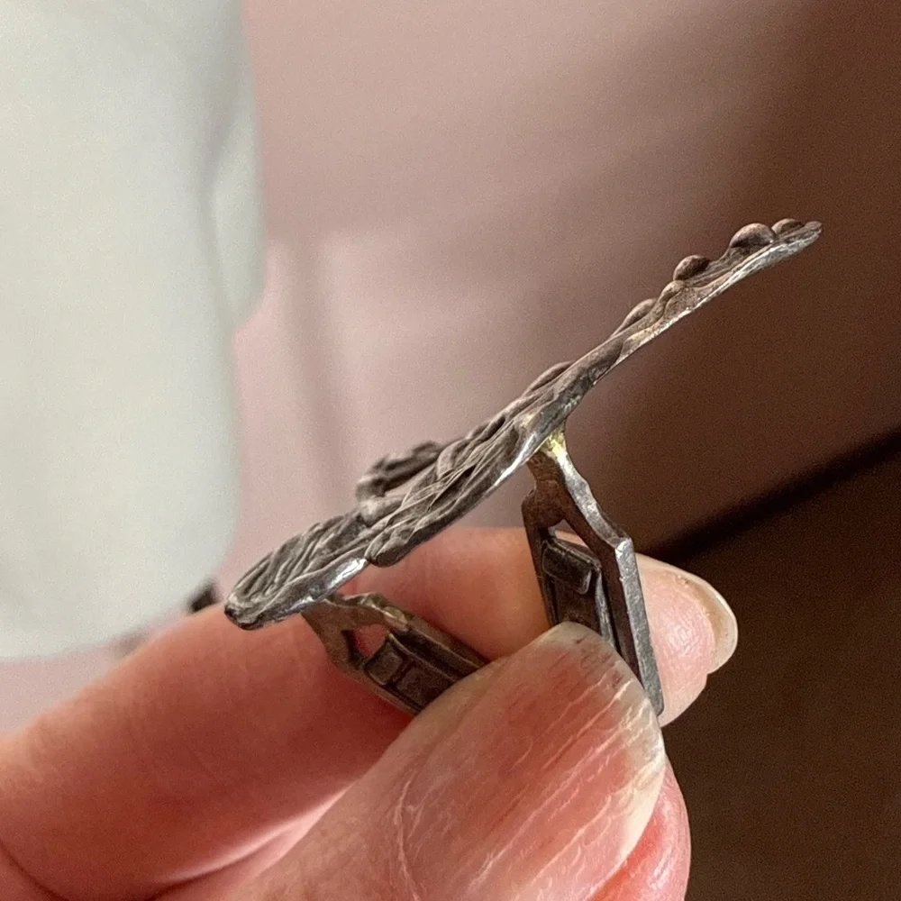 Vintage 1940's Jacob M. Oldak Sterling silver Brutalist modernist Cufflinks